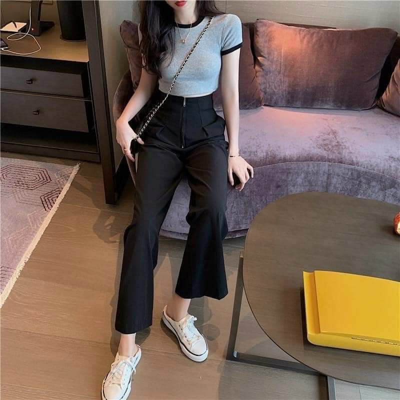 Quần ống rộng lưng cao cạp liền mẫu mới 2021