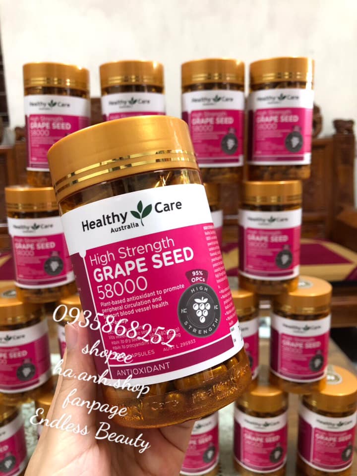 HEALTHY CARE GRAPE SEED 58000MG 200 VIÊN mẫu mới