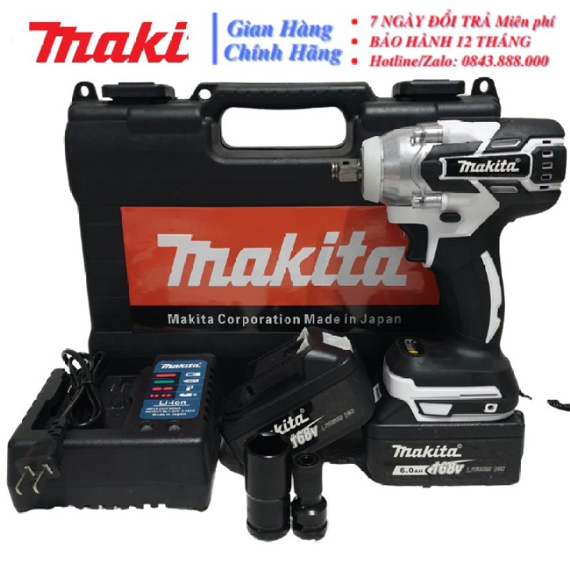 Siết bulong Makita 168V lực siết 550NM - Tặng kèm đầu chuyển vít và khẩu 22