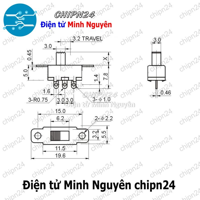 [5 cái] (K89) Công Tắc Gạt SS-12F15 (SS12F15 3 chân 2 vị trí Thẳng) - HH000560