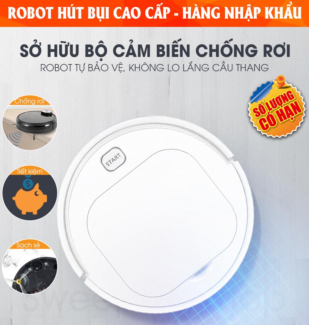 Máy Hút Bụi Tự Động Robot Dọn Nhà Máy Hút Bụi Lau Nhà.Robot hút bụi thông minh 3 in 1 - Quét Hút Lau Làm Sạch Các Vị Trí Khó Như Gầm Giường Tủ Và Ghế Sofa Thời Gian Sử Dụng Lâu Máy Vận Hành Êm Không Ồn