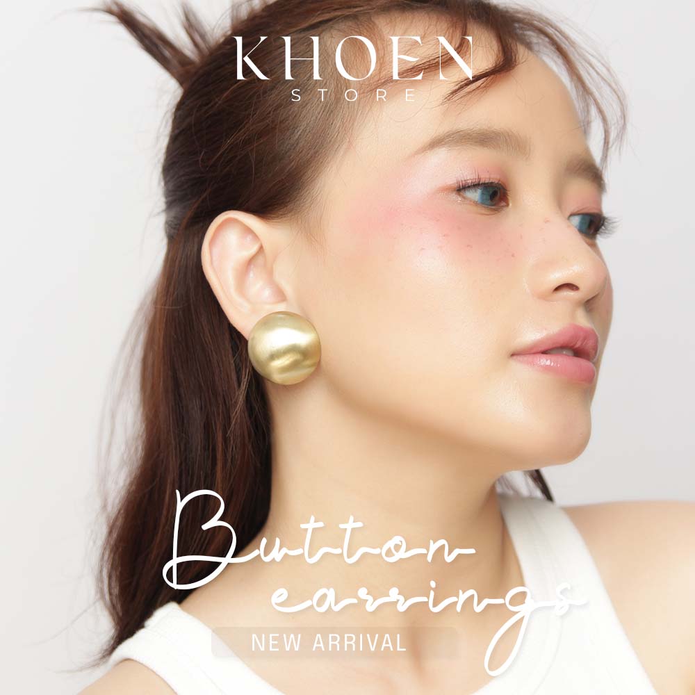 (1 Đôi) Bông tai nữ nút vàng bạc - Khoen store