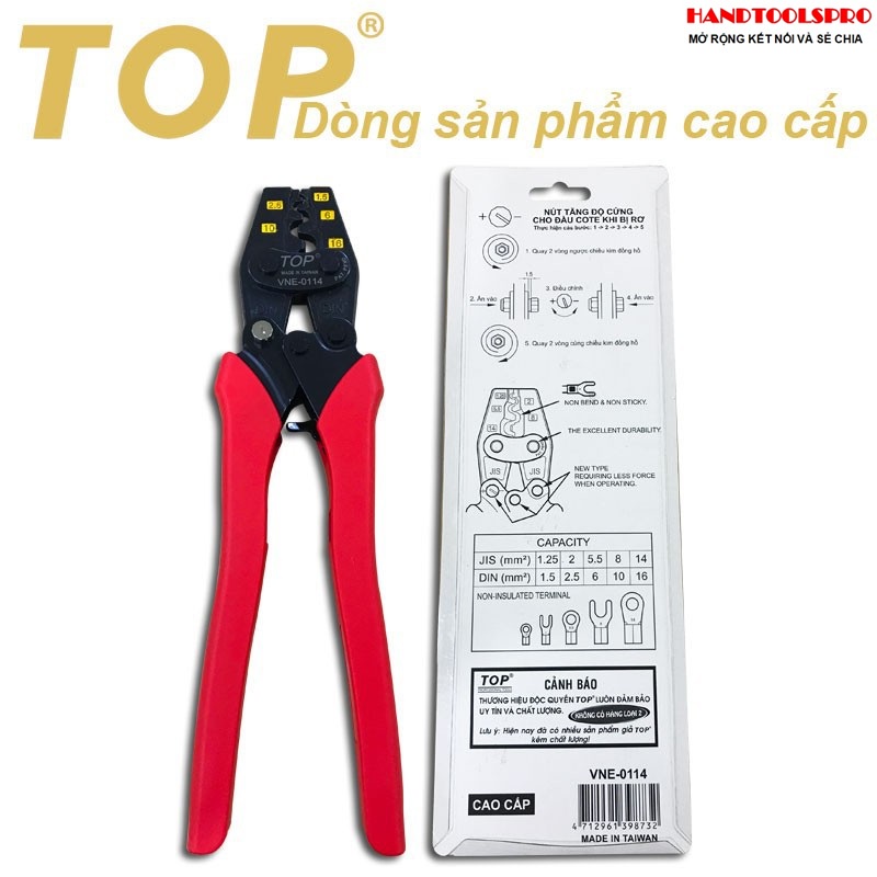 Kìm bấm đầu cosse số 14 TOP VNE-0114 (1.25-14mm2)