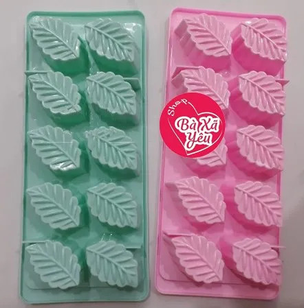 Combo 10 khuôn rau câu, thạch phô mai, đá hình chiếc lá 10 ô