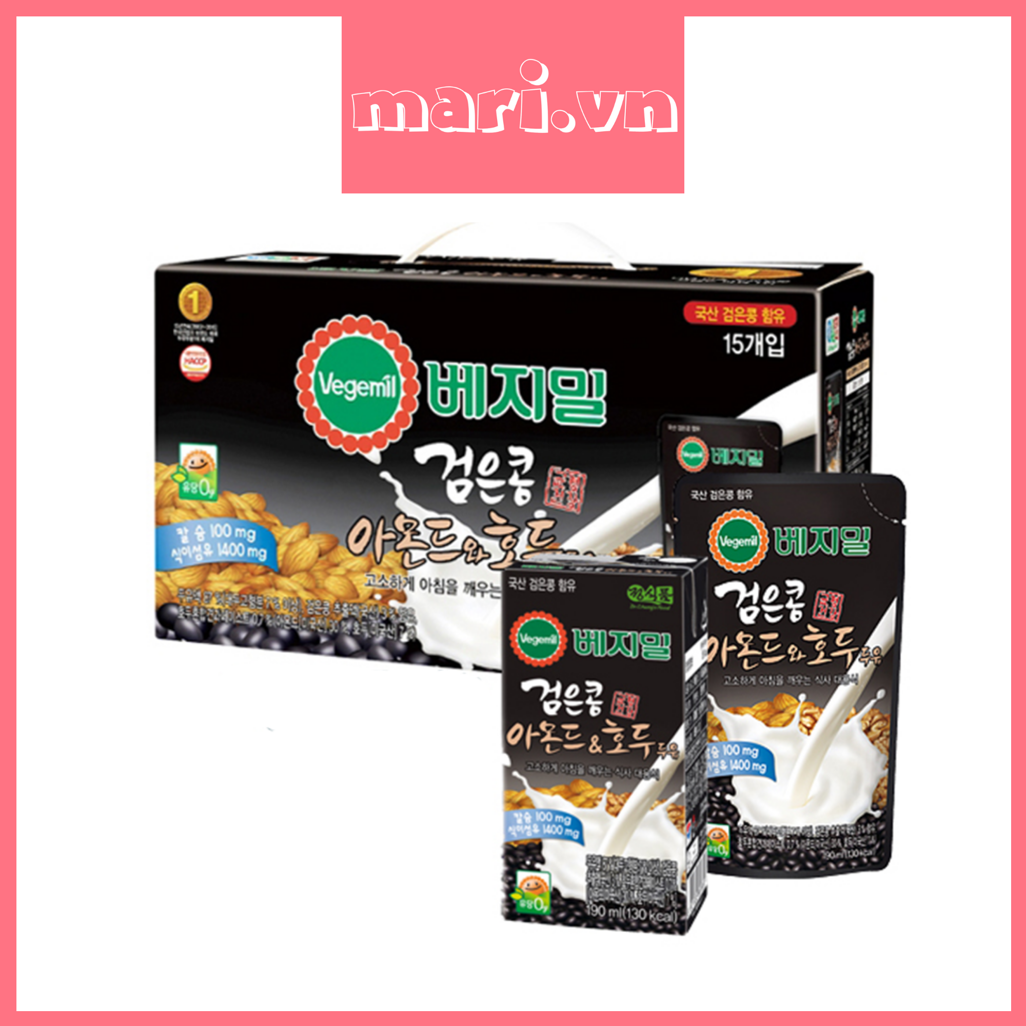 Set 16 hộp sữa Đậu Đen Óc Chó Vegemil 190ml
