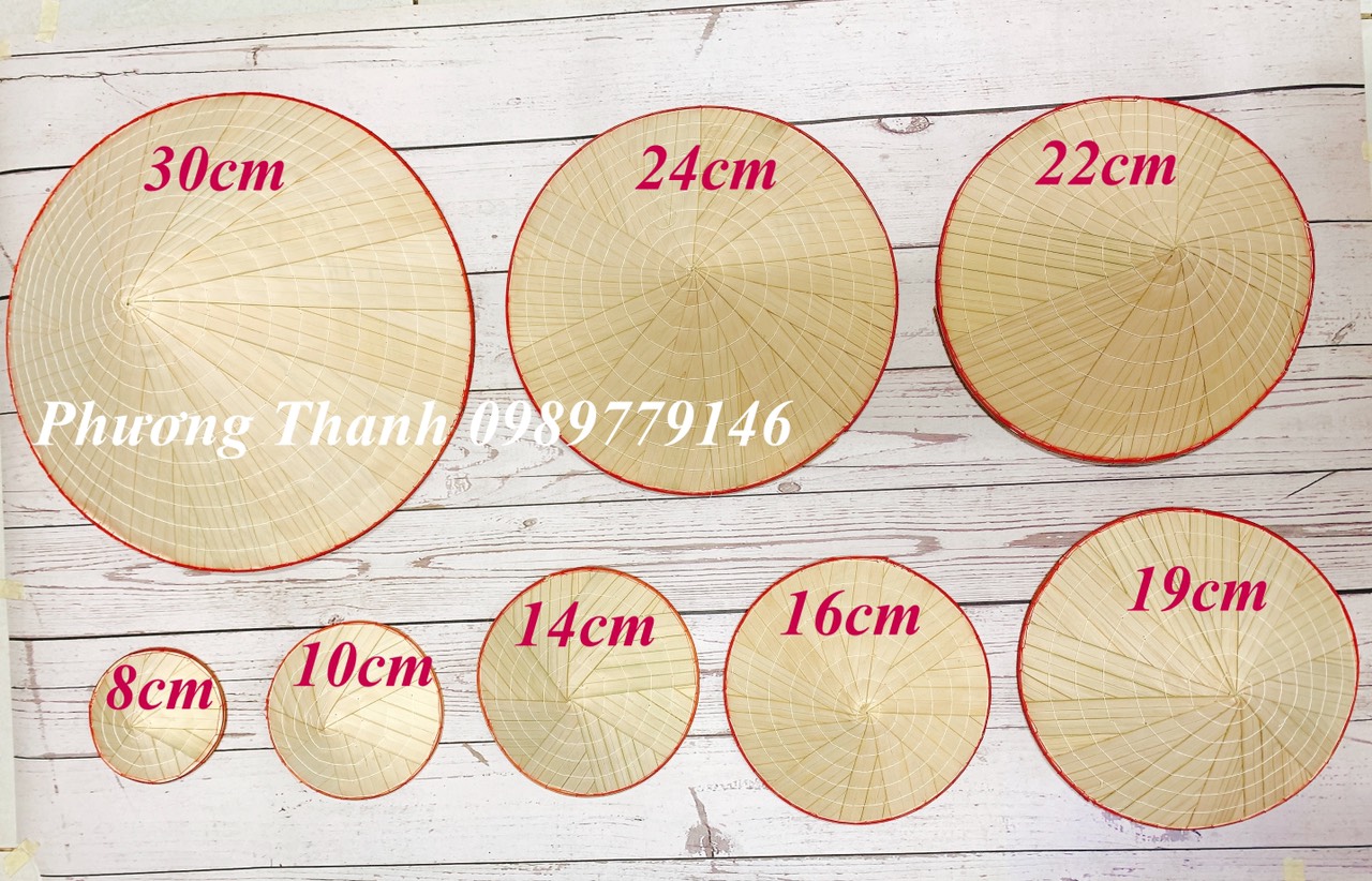 nón lá mini đủ size, dùng trang trí, decor, 1 cái nón lá