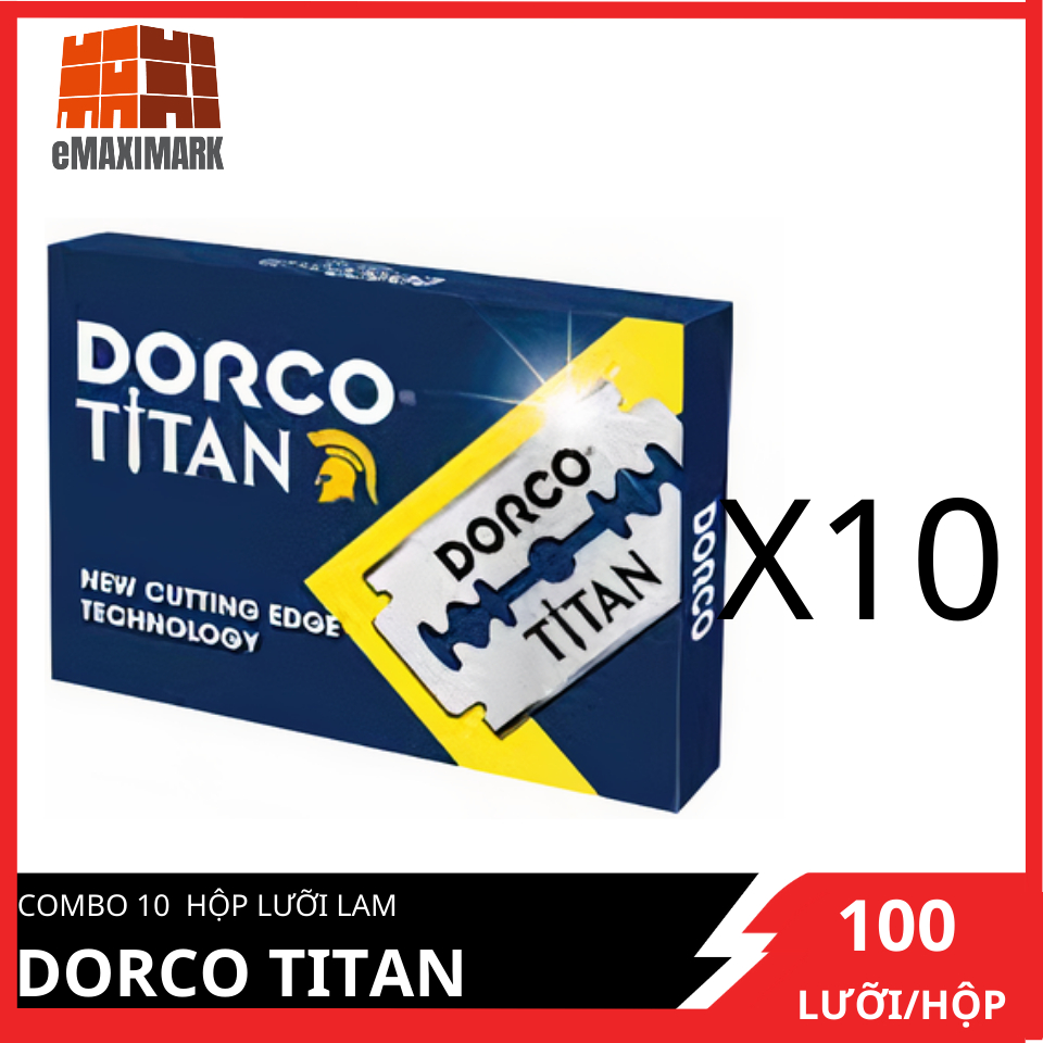[HCM ship 2h] Combo 10 Hộp lưỡi lam Dorco Titan (100 lưỡi/hộp)X10 siêu bén