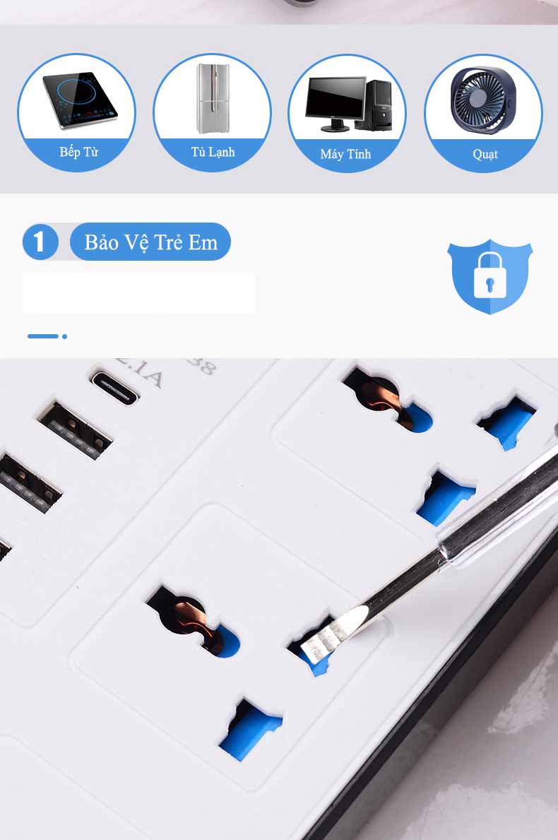 Ổ cắm điện đa năng USB type C