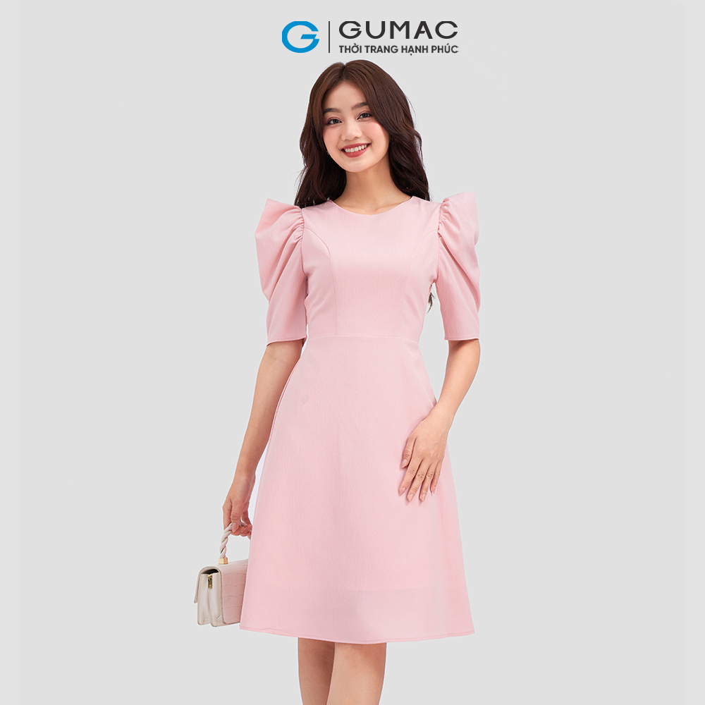 Đầm form A tay phồng DC12060 thời trang GUMAC
