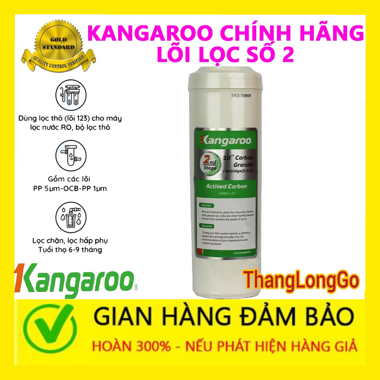 LÕI LỌC NƯỚC KANGAROO SỐ 1 2 3