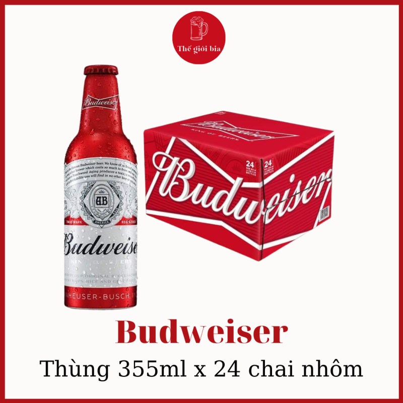 Bia Budweiser 355ml x 24 chai nhôm | Chính hãng date dài