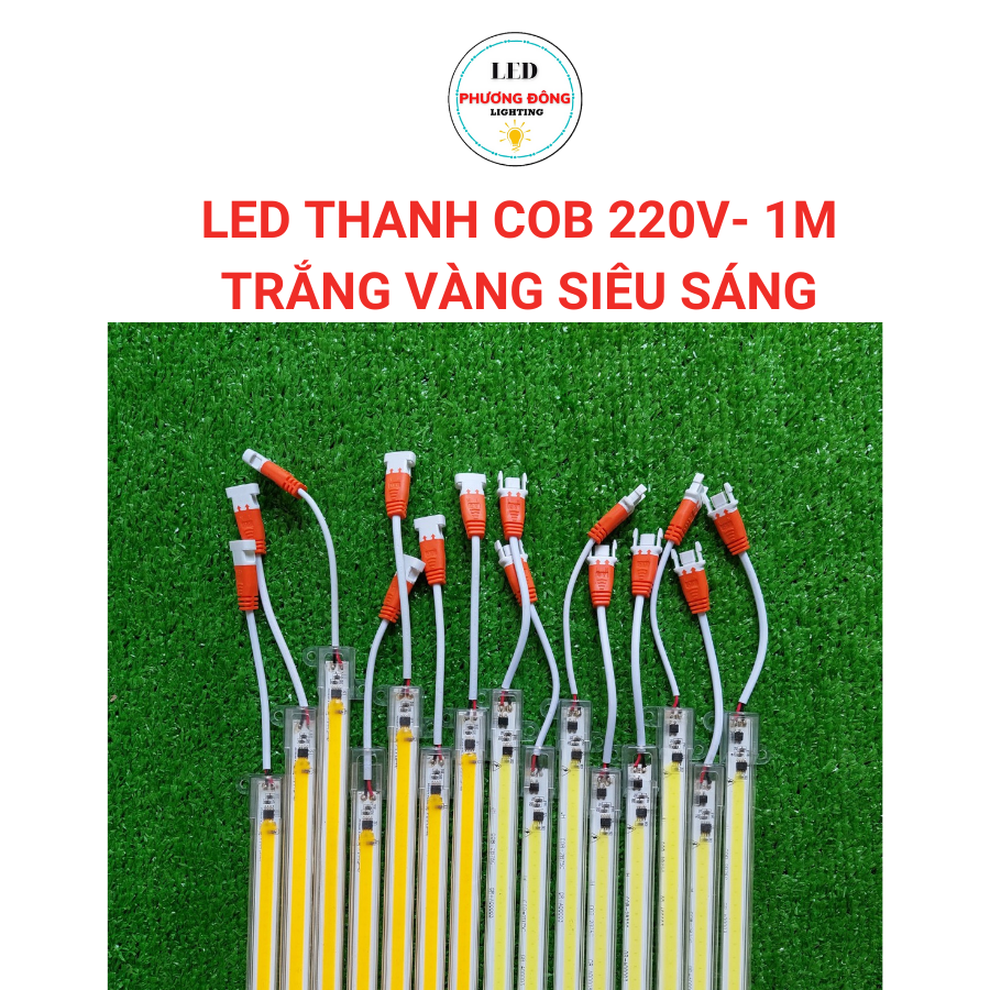 Đèn led thanh cob 1 đường bóng siêu sáng 220v dài 1m, màu trắng, vàng