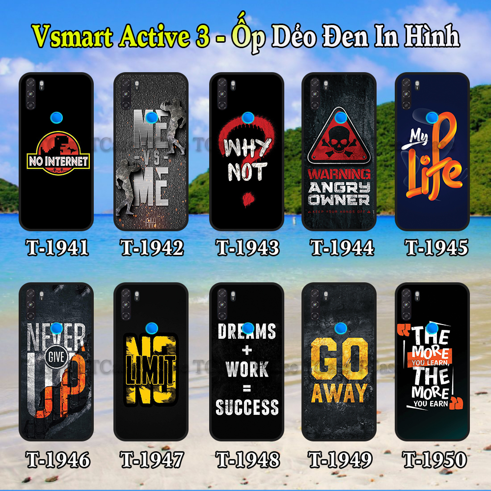 [HCM]Ốp Lưng Vsmart Active 3 dẻo đen in hình Slogan Đẹp Và Chất