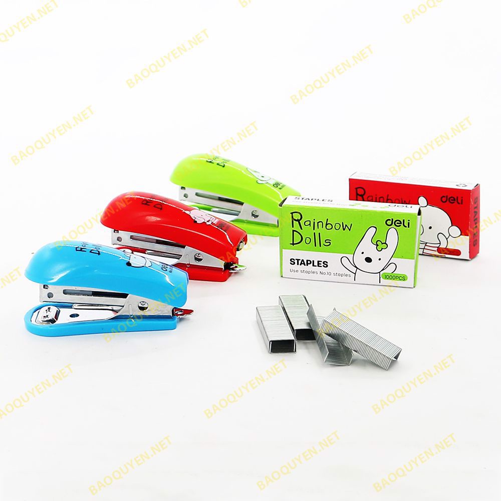 (Tặng kèm hộm ghim 1000cai) bấm ghim,dập ghim cầm tay mini deli 0253