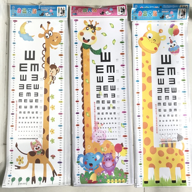Decal dán tường đo chiều cao và đo thị lực cho bé ankids