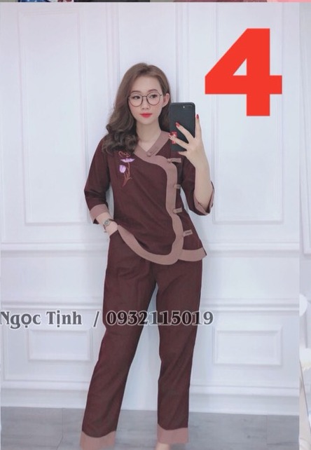 Đồ Lam đi chùa - Pháp phục đi chùa bộ chất kate K03