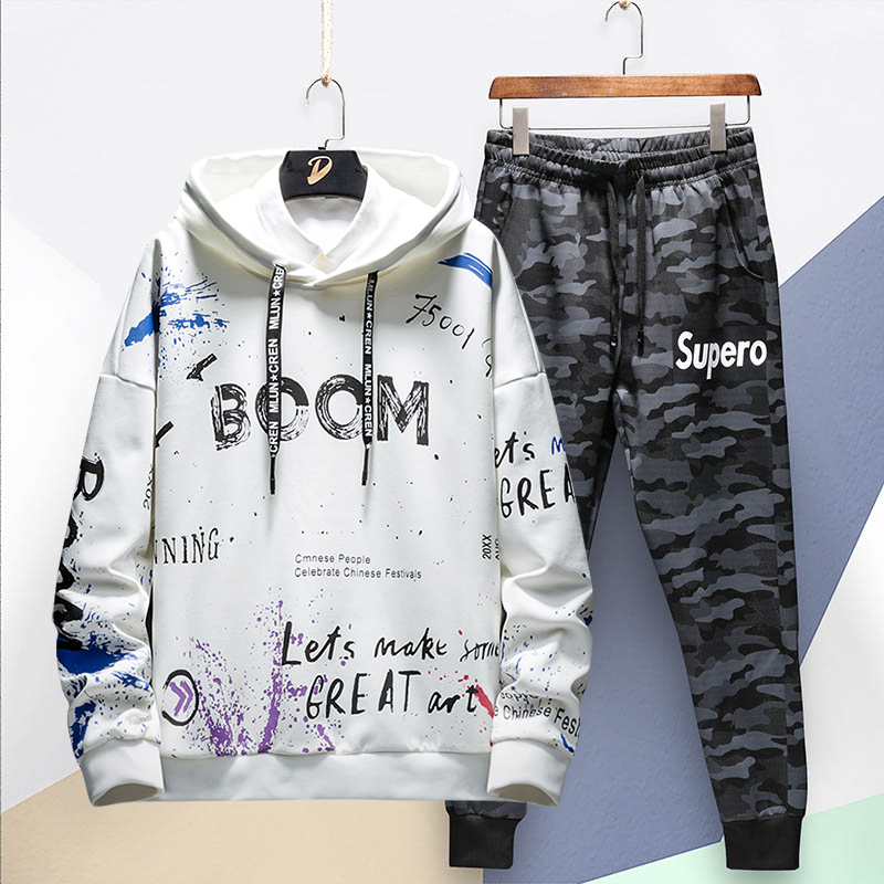 [ Voucher Giảm 50% ] Set Bộ Đồ Áo Hoodie Dài Tay Có Mũ Trùm Đầu Họa Tiết Chữ BOOM Vảy Màu Phối Quần Jogger Rằn Ri Phong Cách New 2023 Trendy Trẻ Trung Cá Tính Nổi Bật Shiny Sunday MEN TOP 158 + MEN QUAN 050