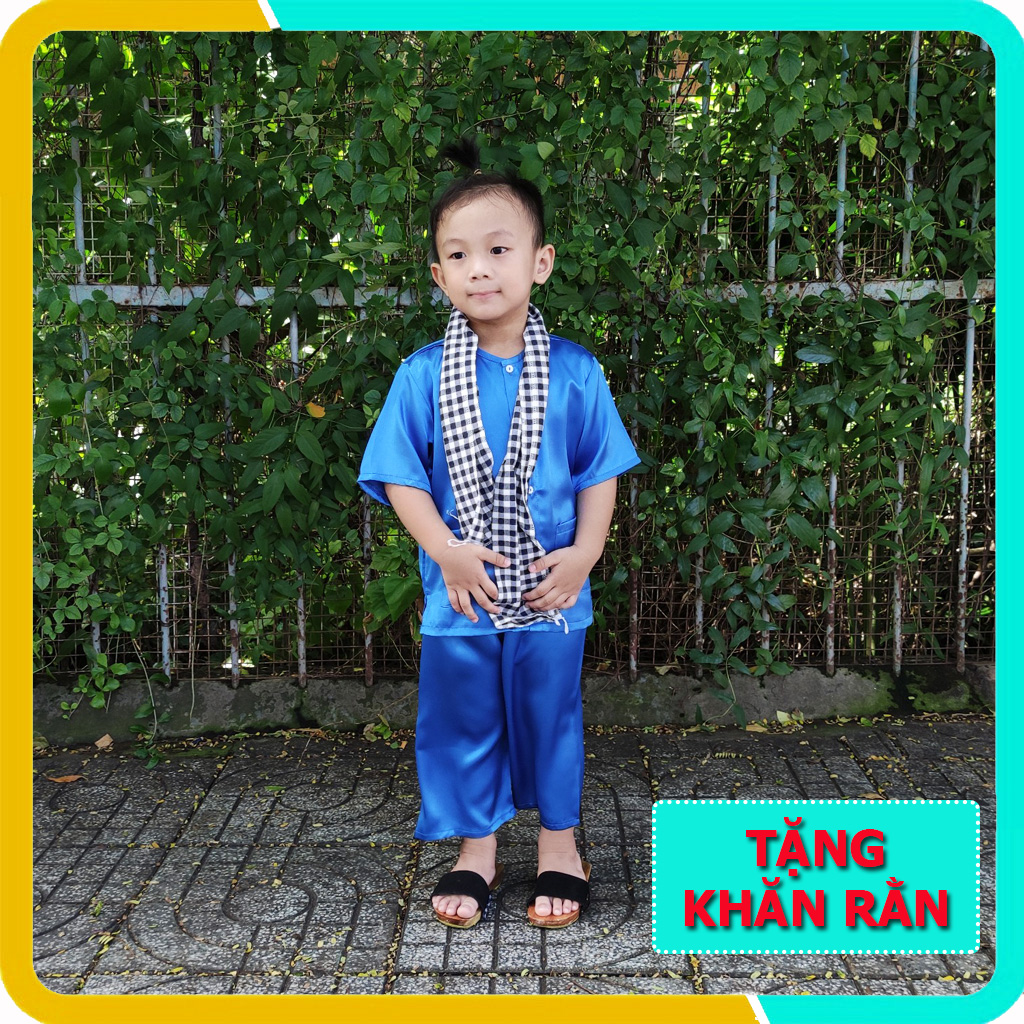 Áo Bà Ba Cho Bé Trai Và Gái Từ 1-6 Tuổi, Set Nguyên Bộ Quần+ Áo Màu Nâu, Chất Lụa Mát Mẻ