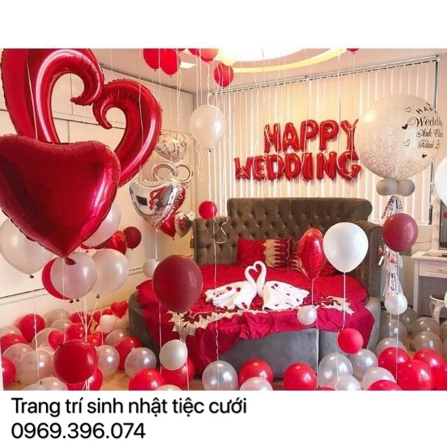 Bộ bóng trang trí phòng cưới phòng tân hôn ( Tặng bơm + keo)