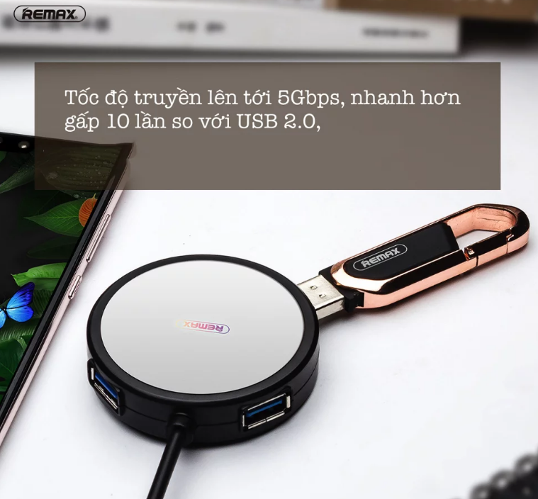 [HCM]Hub chuyển đổi USB Type C ra 4 cổng USB tốc độ cao Remax RU-U20