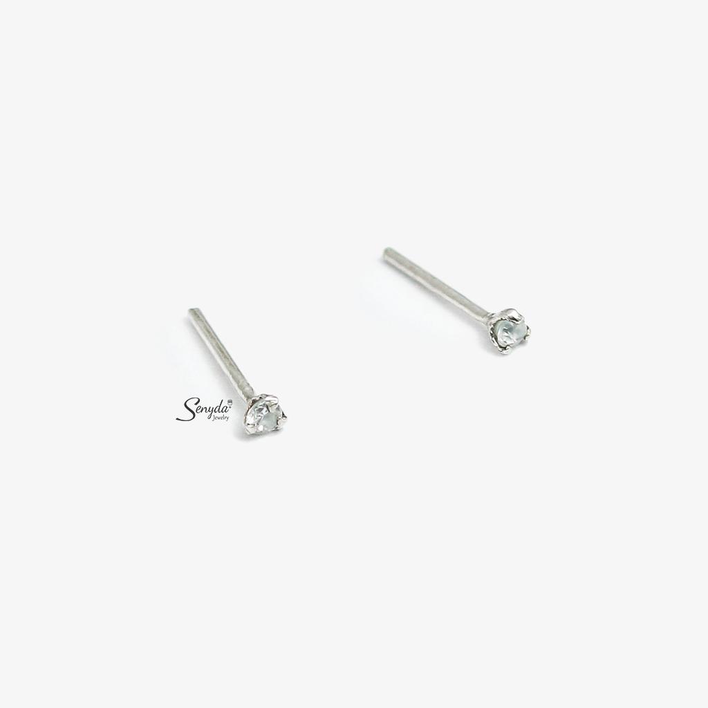 Bông tai nụ đá 2mm bạc Ý cao cấp BT199