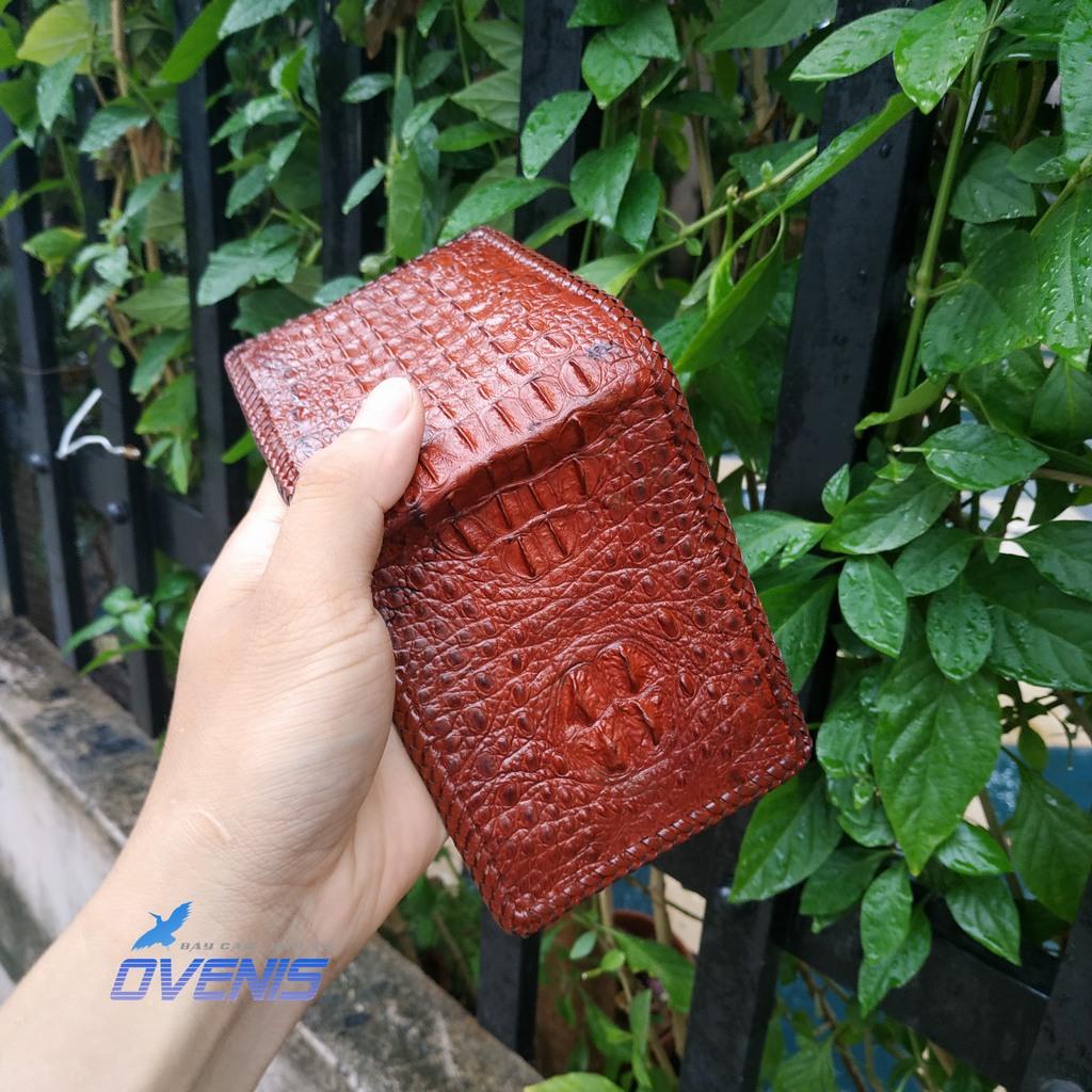 [FREE SHIP] VÍ DA CÁ SẤU 2 MẶT ĐAN VIỀN CAO CẤP MADE BY OVENIS