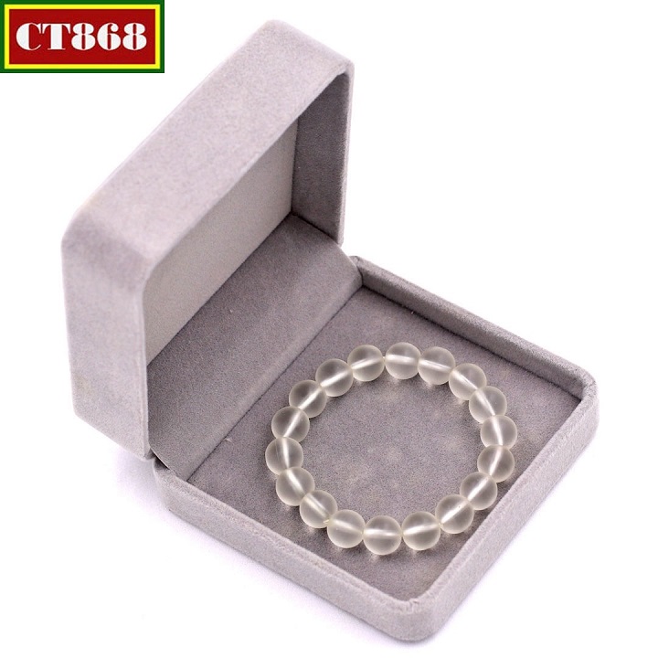 [HCM]Vòng tay chuỗi hạt đá thạch anh trắng mờ 10 ly 18 hạt