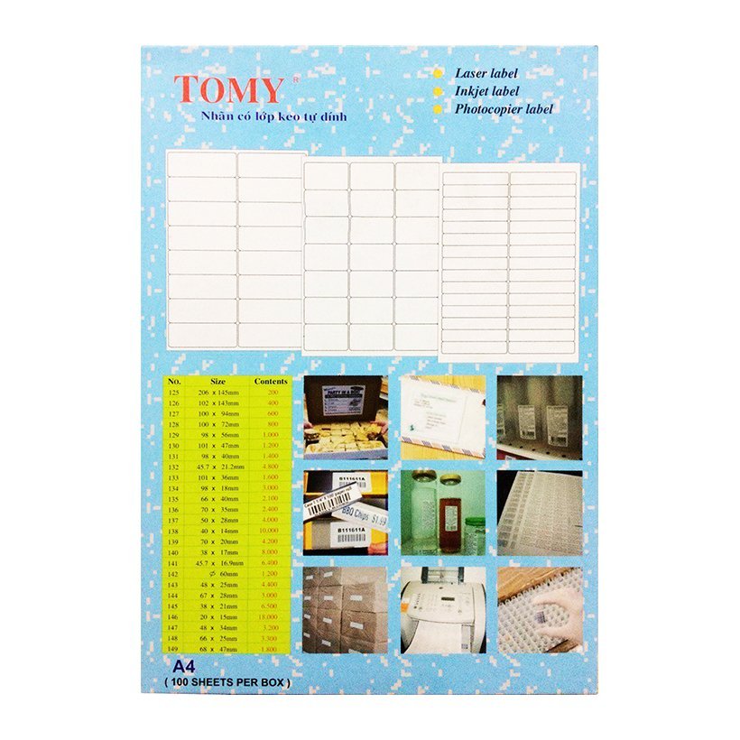đề can Tomy/Nhãn Dán ToMy A4 Trắng, Decal Tomy Các Số