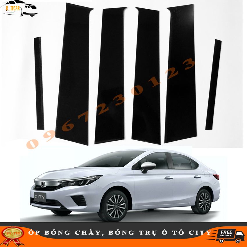 Ốp Bóng Chầy, Bóng Trụ Cửa Xe Honda City 2021 Tráng Gương Đẹp