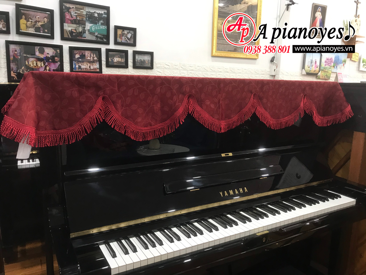 [HCM]Khăn phủ đàn piano cơ Gấm Đỏ Cao Cấp