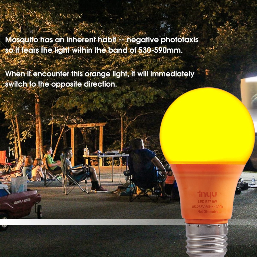 Bóng đèn đuổi muỗi LED A60 9W E27 sáng màu vàng (1 cái)