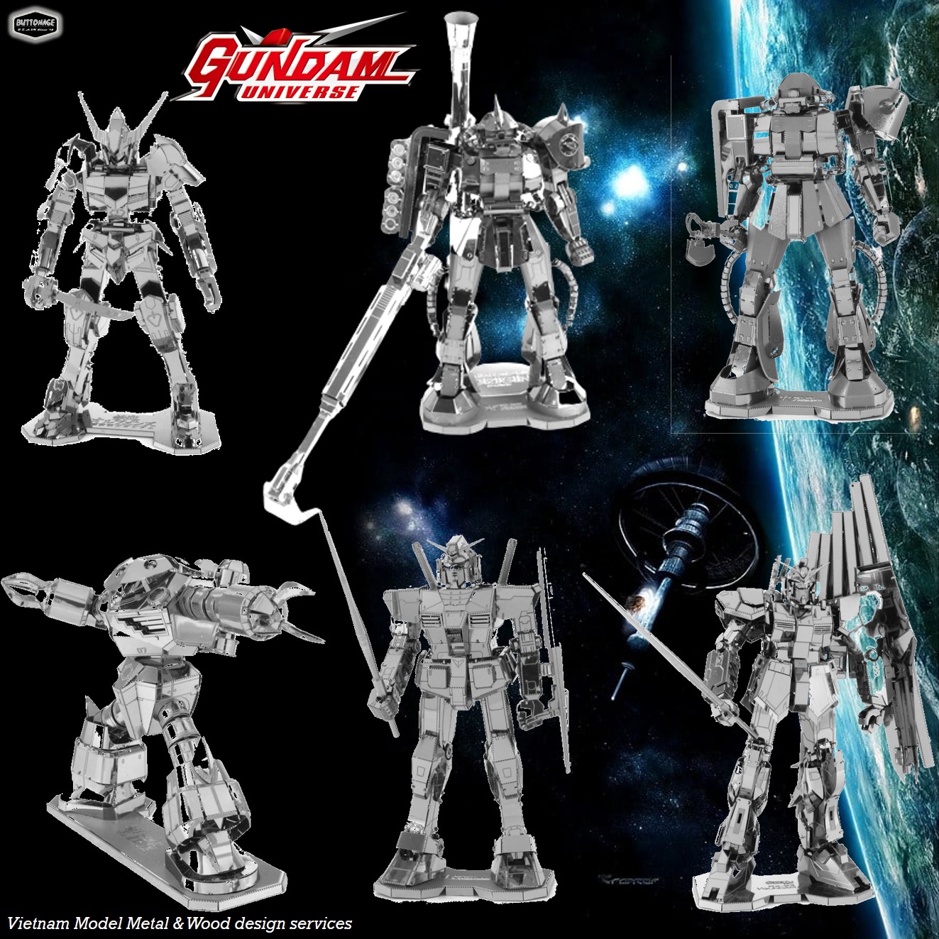 Mô Hình Lắp Ráp 3d Người Máy Gundam (Kim loại lắp ghép 3D)