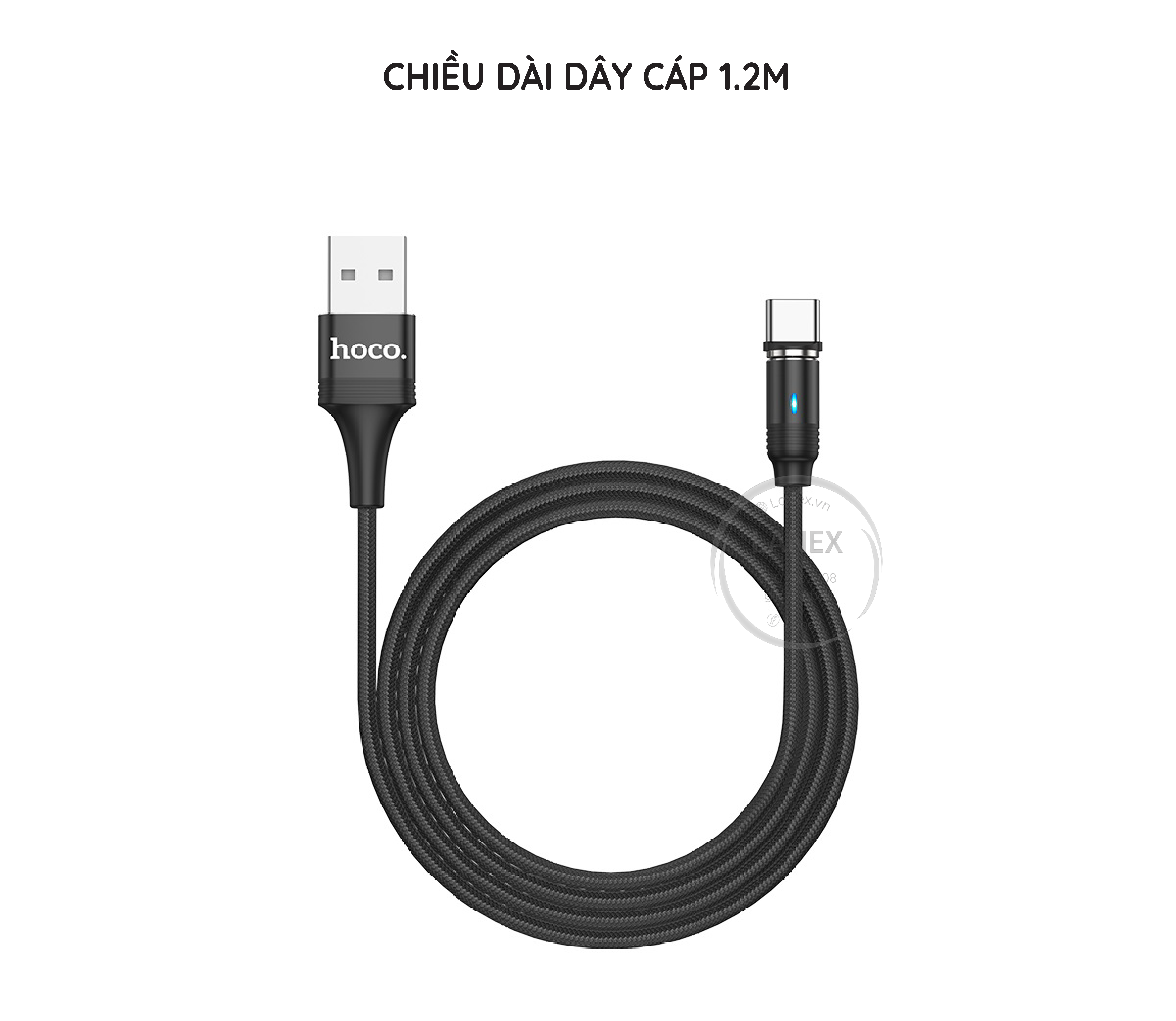Cáp Sạc Nhanh Hoco U76 Dây Dù Nam Châm Type C 3.0a Dài 1.2m