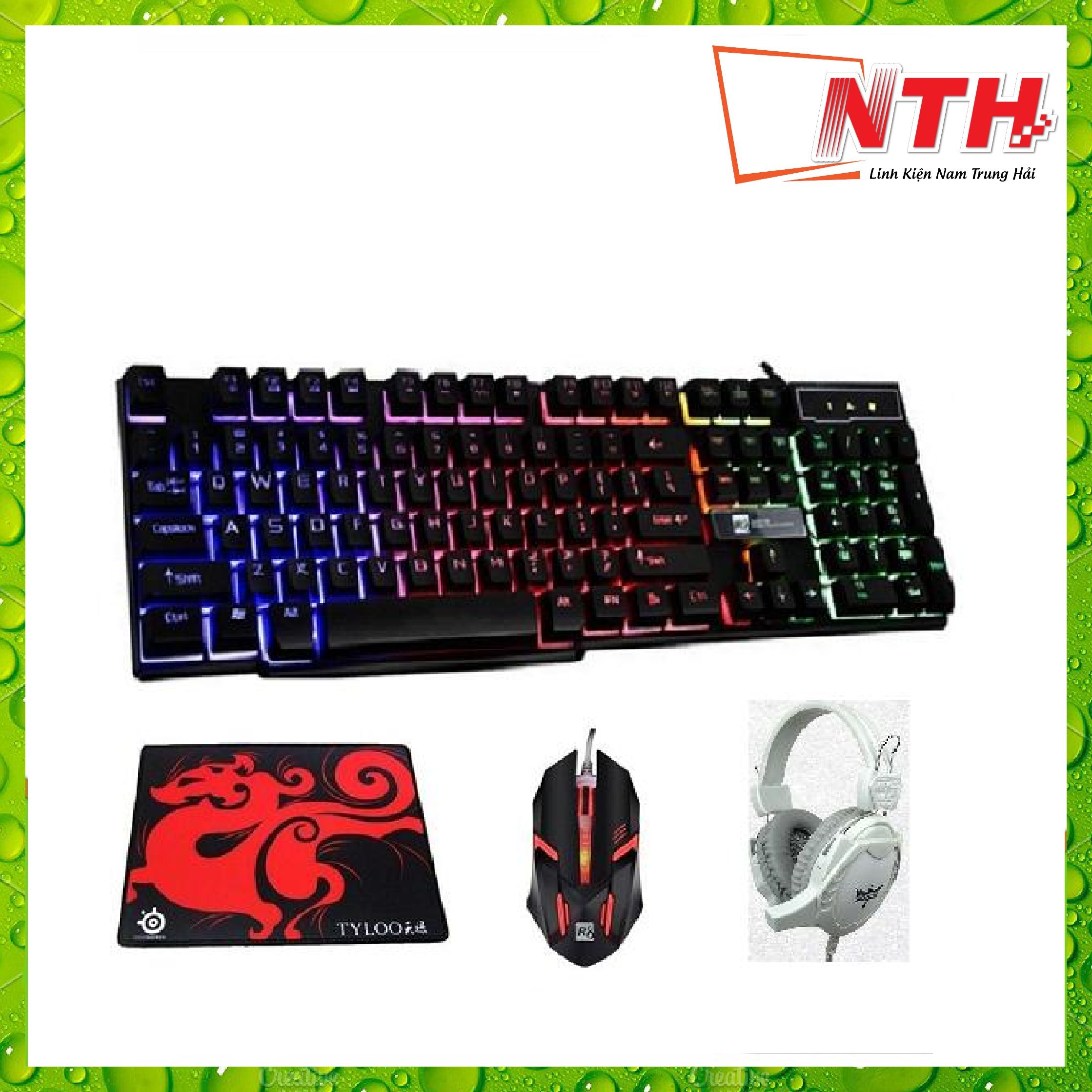 [HCM]Bộ bàn phím giả cơ R8 1822 + Chuột R8 1602 +Tai nghe game SHINICE H8 + lót Chuột TYLO