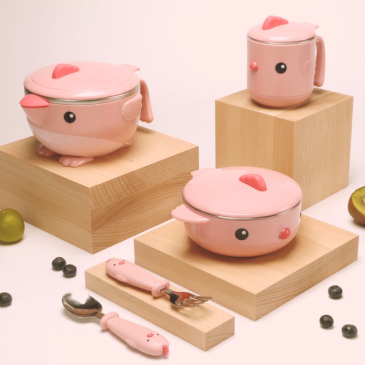 Bộ bát ăn dặm 5 món cho bé từ 6 tháng kèm thìa dĩa chính hãng GoryeoBaby giữ nhiệt, chống rơi vỡ, chống tràn - Timikid Store