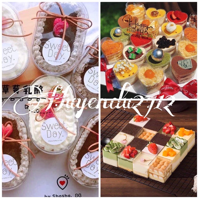 Set 10 hộp mousse vuông tim oval mini kèm nắp