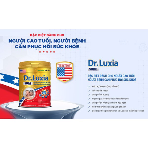 (MẪU MỚI) Sữa DR.LUXIA SURE 900g (Người cao tuổi cần phục hồi sức khỏe) date 2024