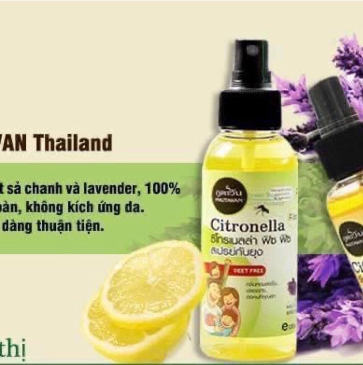 01 Chai Xịt Chống Muỗi Citronella Phutawan 100ml Thái Lan