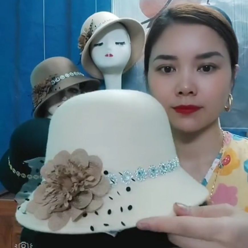 Mũ Ép Dạ Nỉ Tiểu Thư Nơ Hoa