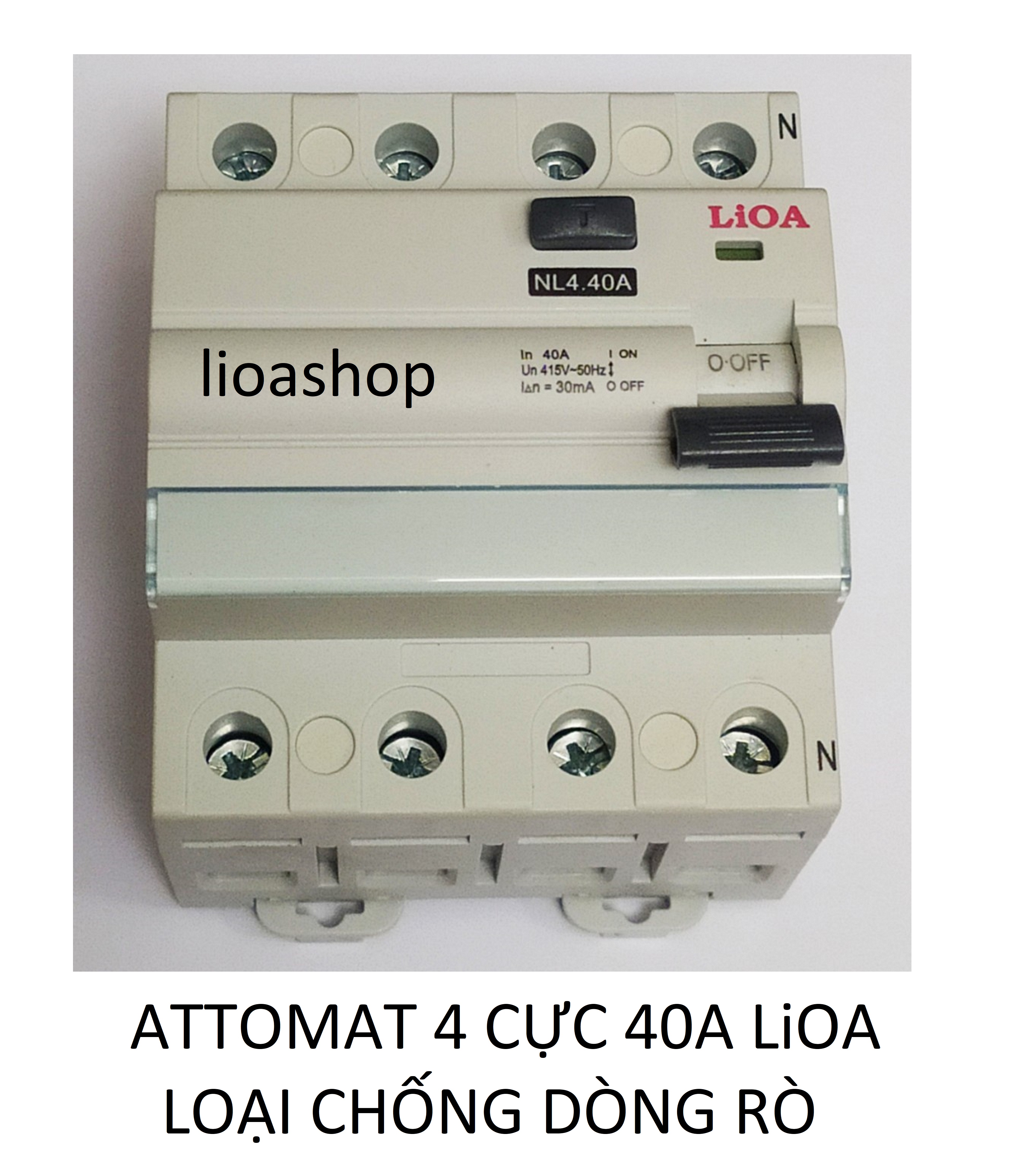 ATTOMAT CHỐNG RÒ 3 PHA 4 CỰC LiOA  -40A LOẠI ÁT CÀI