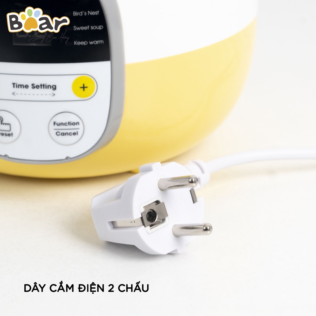 Nồi nấu cháo chậm, ninh, hầm, hấp cách thủy 4in1 Bear 0.8L