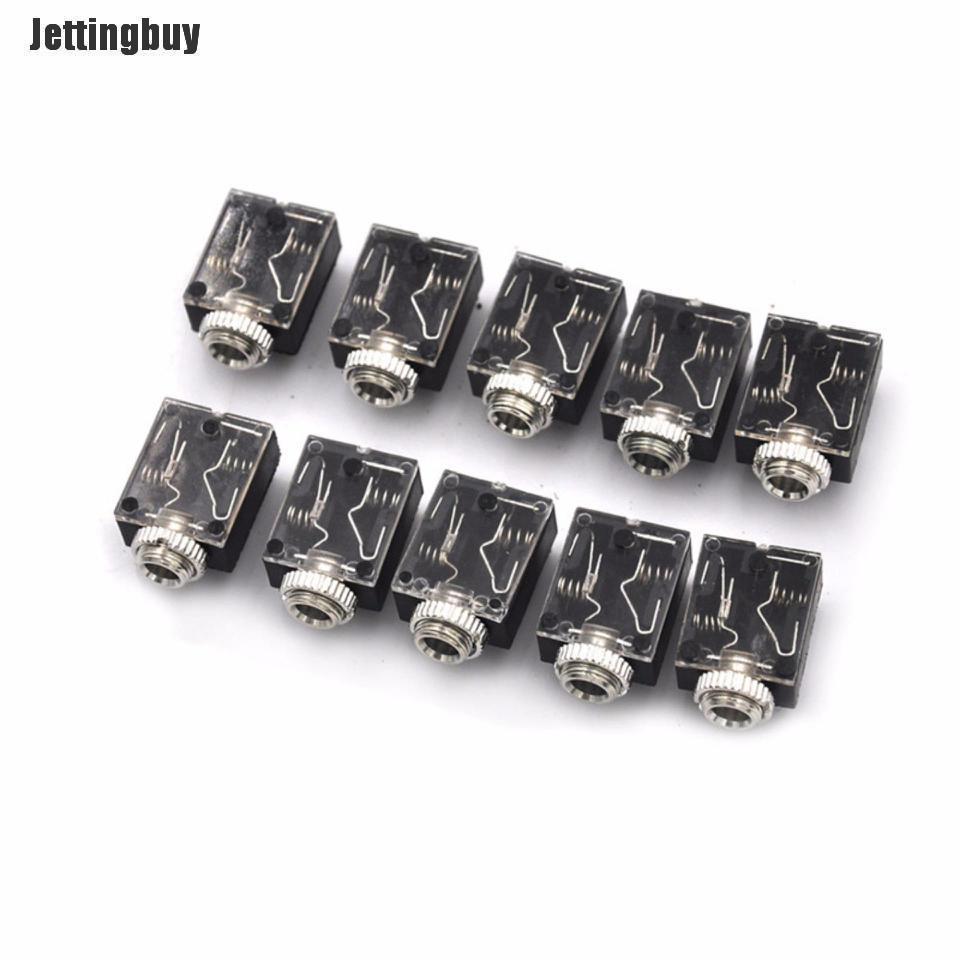 Jettingbuy 10pcs 3.5mm Headphones Stereo Audio Socket Jack With Nut 5 Pin Pcb Panel Mount