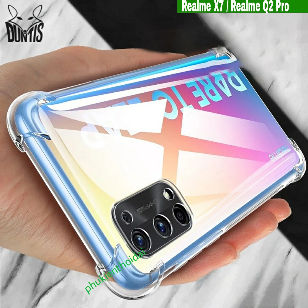 Ốp lưng Oppo Realme X7 / Realme Q2 Pro dùng chung dẻo trong suốt lồi 4 góc lâu ố vàng