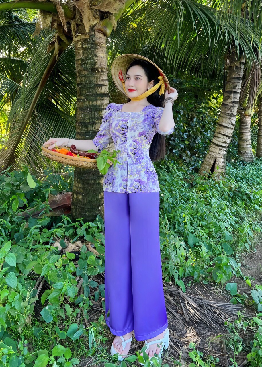 SÉT BỘ BÀ BA CỔ VUÔNG NÚT NGỌC SIÊU XINH