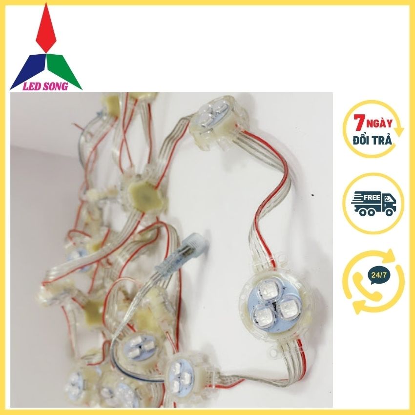 Led Bát Full Màu Phi 30mm Đầu Trong Dây 30 Bóng