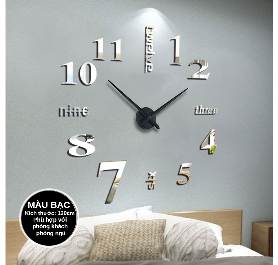 clock 3D wall stickers large size, this kind of clock decoration living room luxury, easy Installation