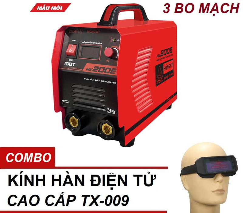 May han dien tu hong ky, máy hàn điện tử Hồng Ký HK-200E + kính hàn TX0009