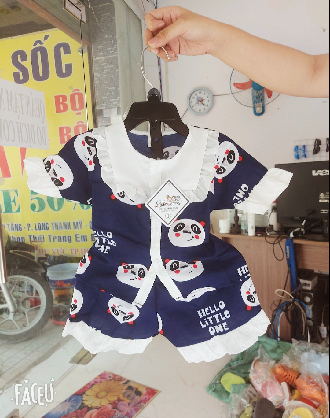 bộ gấu xanh đen mềm mại dễ thương cho bé
