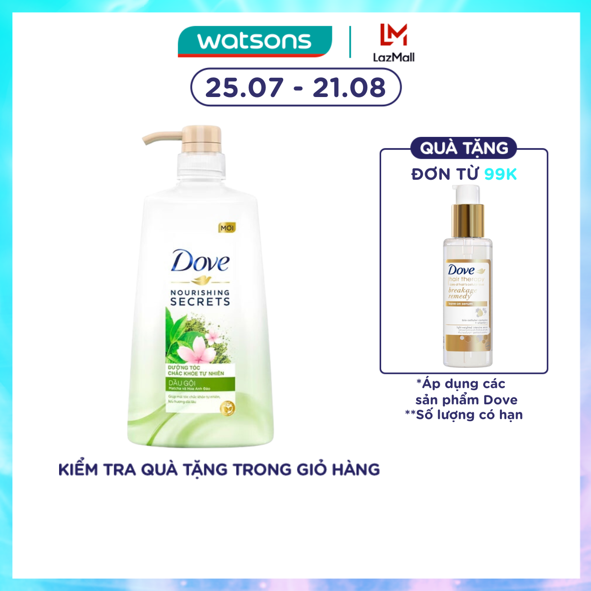 Dầu gội dove matcha và hoa anh đào 640g