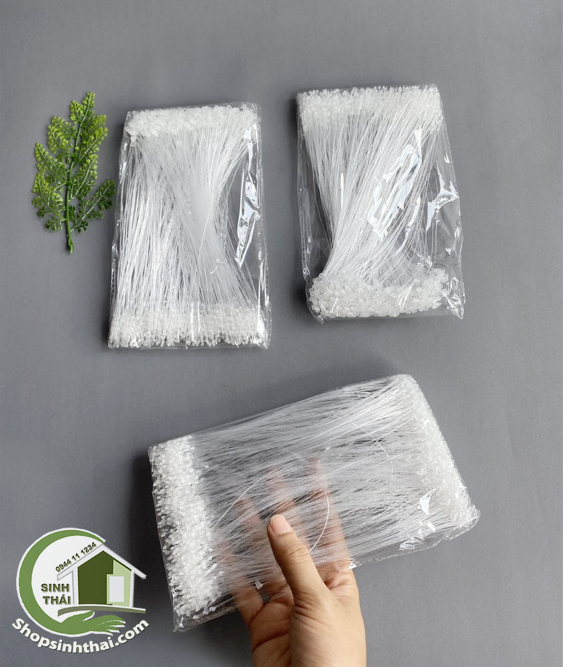 Dây xỏ, dây treo nhãn mác quần áo, ti xỏ cước trắng bịch 1000 sợi dài 20cm